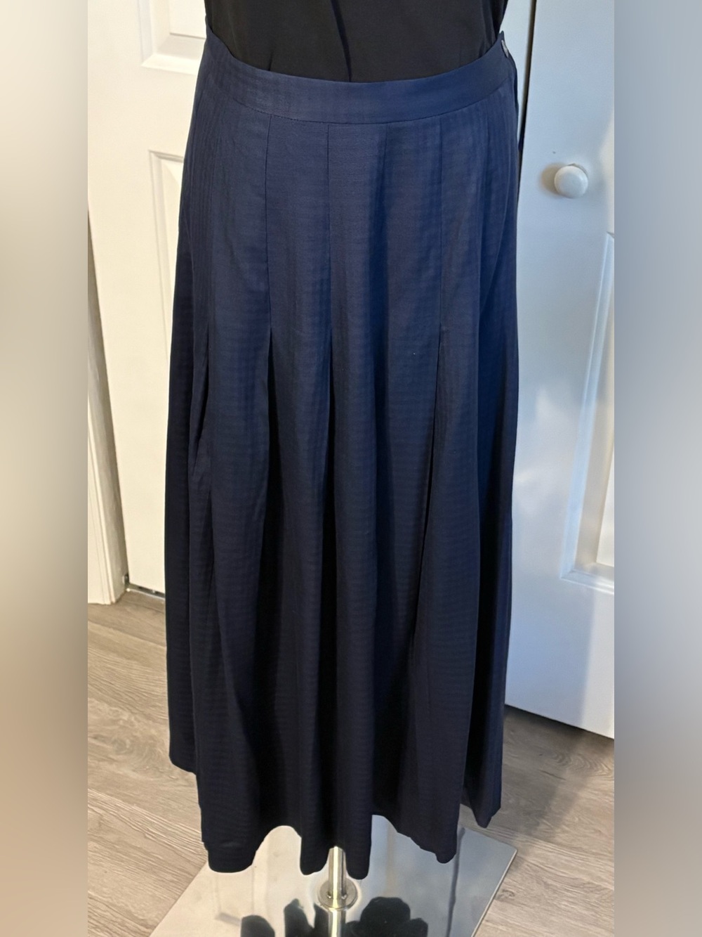 Classic Navy Pleated Maxi Skirt